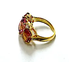 Medium GUM DROP™ Ring with Deep Pink Topaz and Orange Citrine and Diamonds