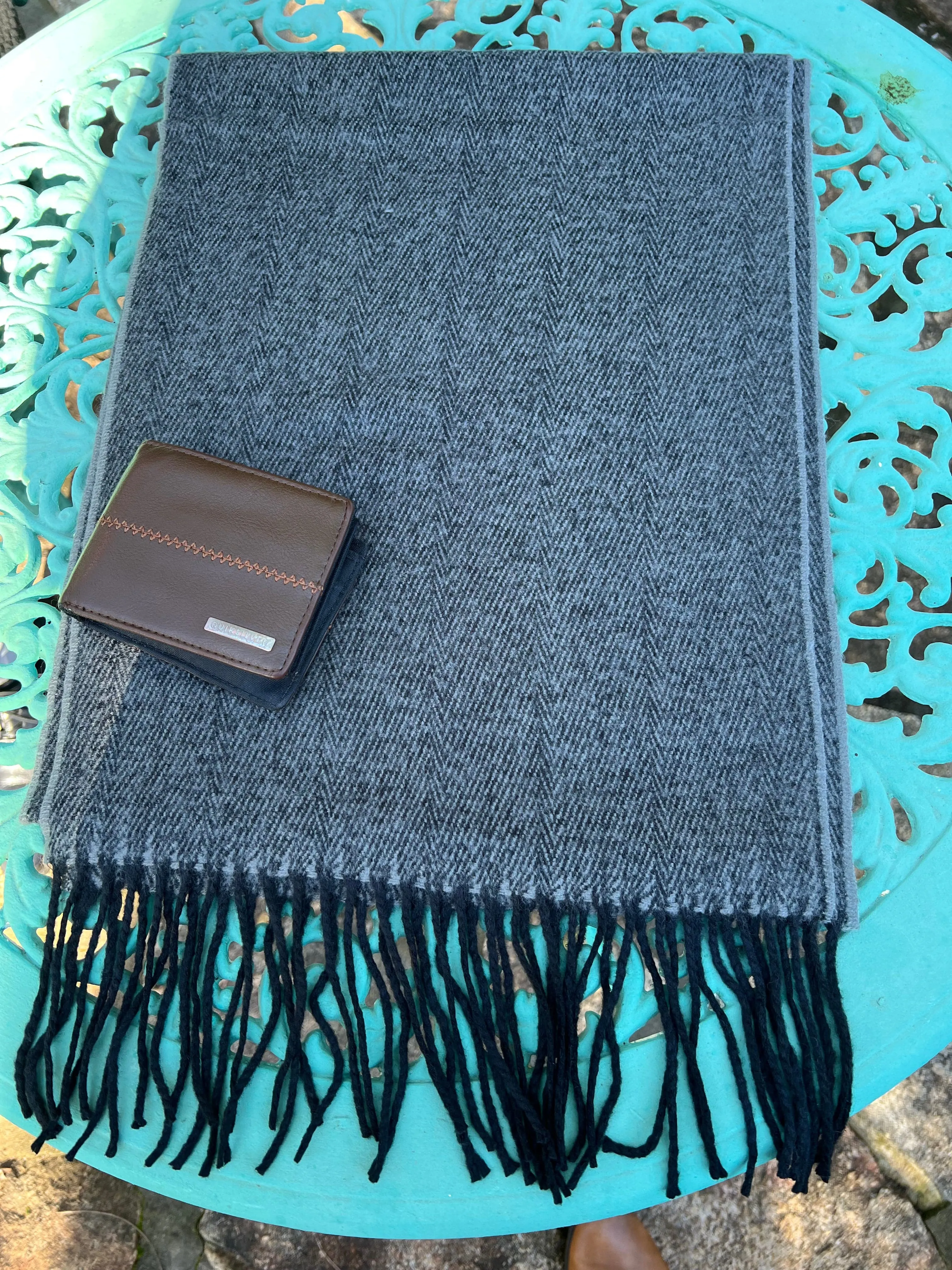 Mens Scarf - Cashmere Wool- Unisex Scarf - Blue Indigo