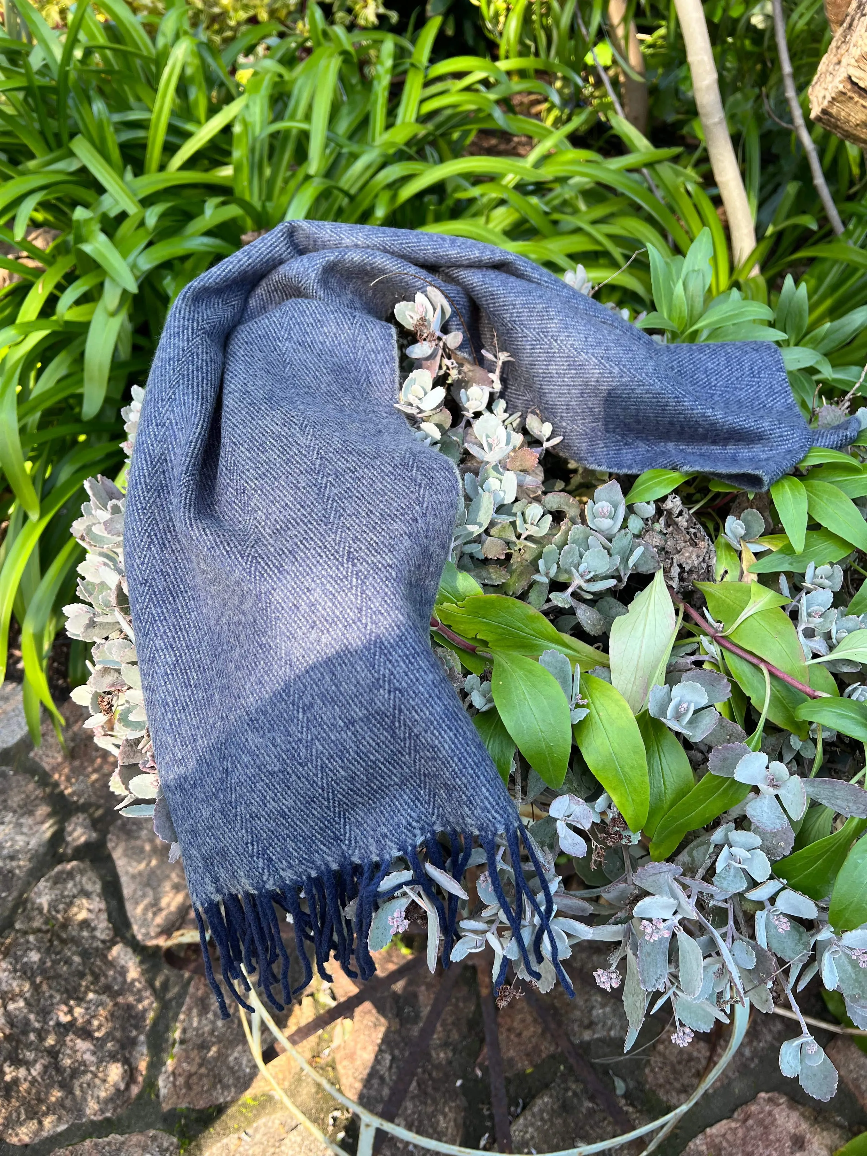 Mens Scarf - Cashmere Wool- Unisex Scarf - Blue Indigo