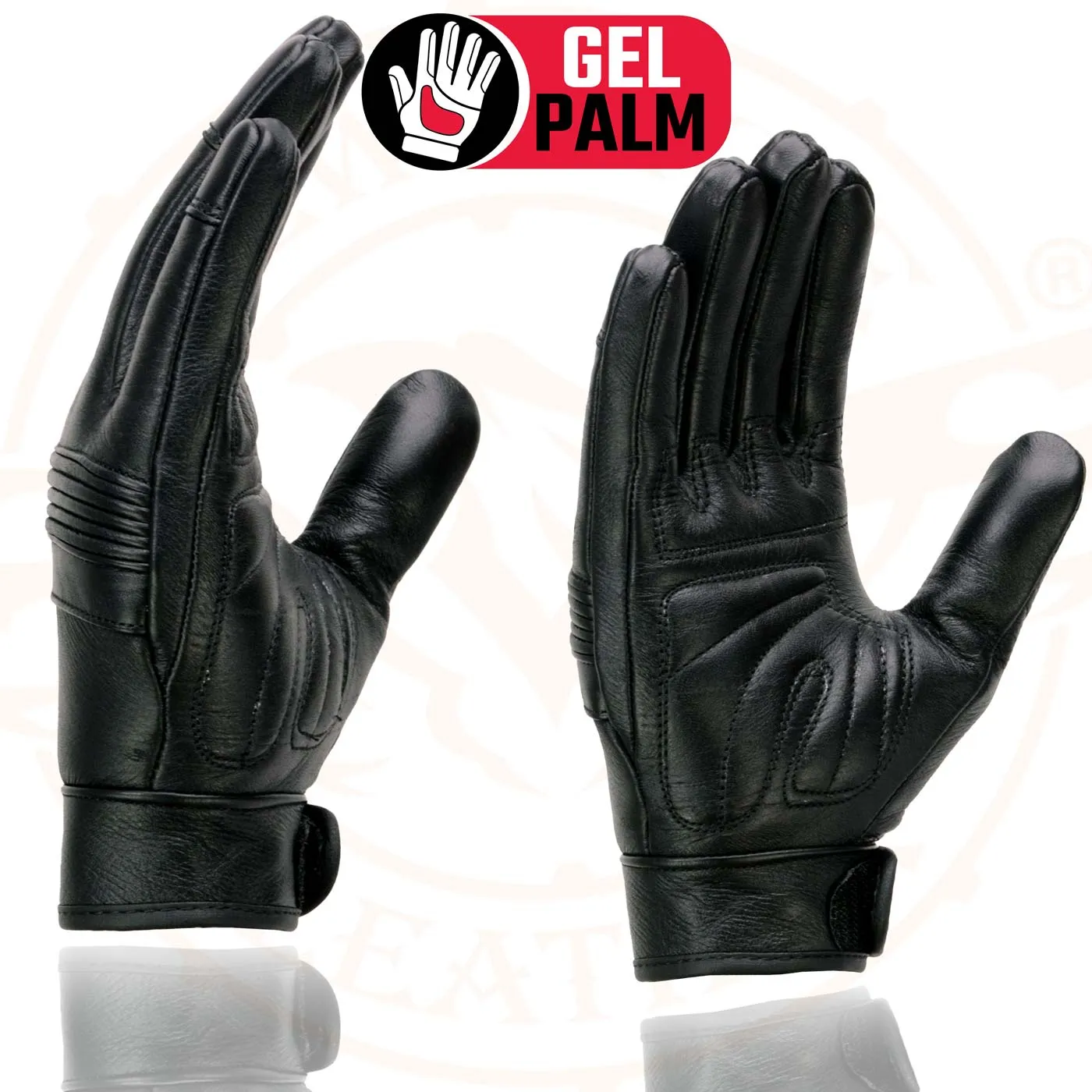 Milwaukee Leather MG7735 Women's Black Leather Gel Palm Motorcycle