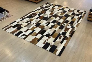 Multicolor Handmade Real Cowhide Bedroom Rug , Scandinavian Area Rug