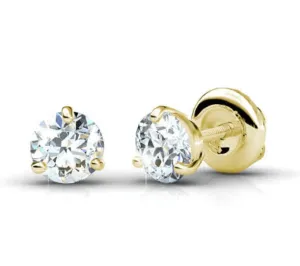 No risk 0.50CT Round Cut Diamond Stud Earrings in 14KT Yellow Gold