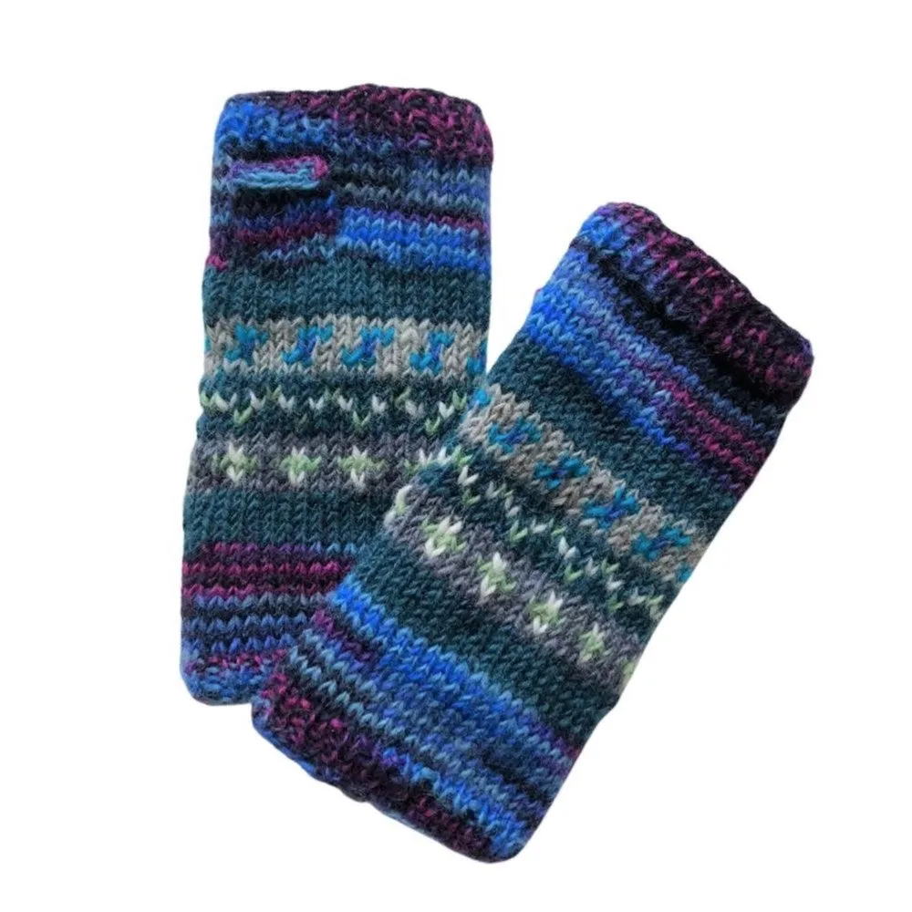 nordic knit wool wrist warmers