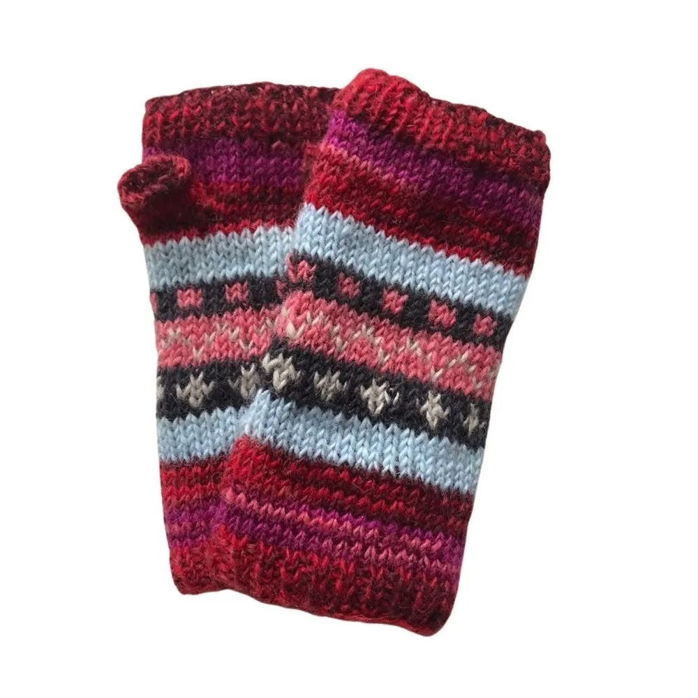 nordic knit wool wrist warmers