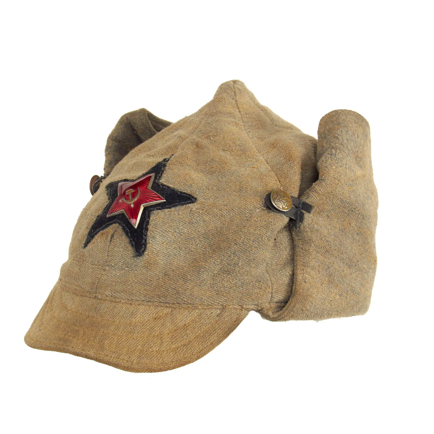 Original Soviet WWII M27 Budenovka Winter Cap - Engineers