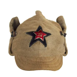 Original Soviet WWII M27 Budenovka Winter Cap - Engineers