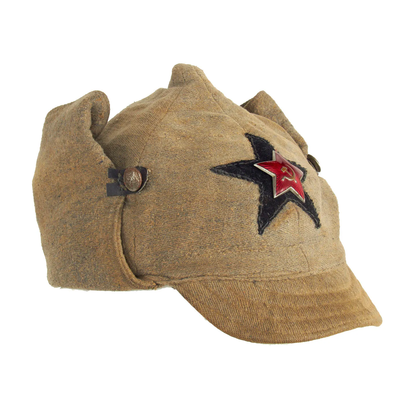 Original Soviet WWII M27 Budenovka Winter Cap - Engineers