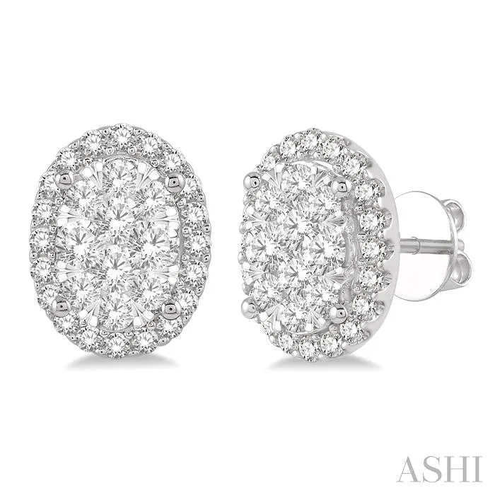 OVAL SHAPE HALO LOVEBRIGHT ESSENTIAL DIAMOND EARRINGS