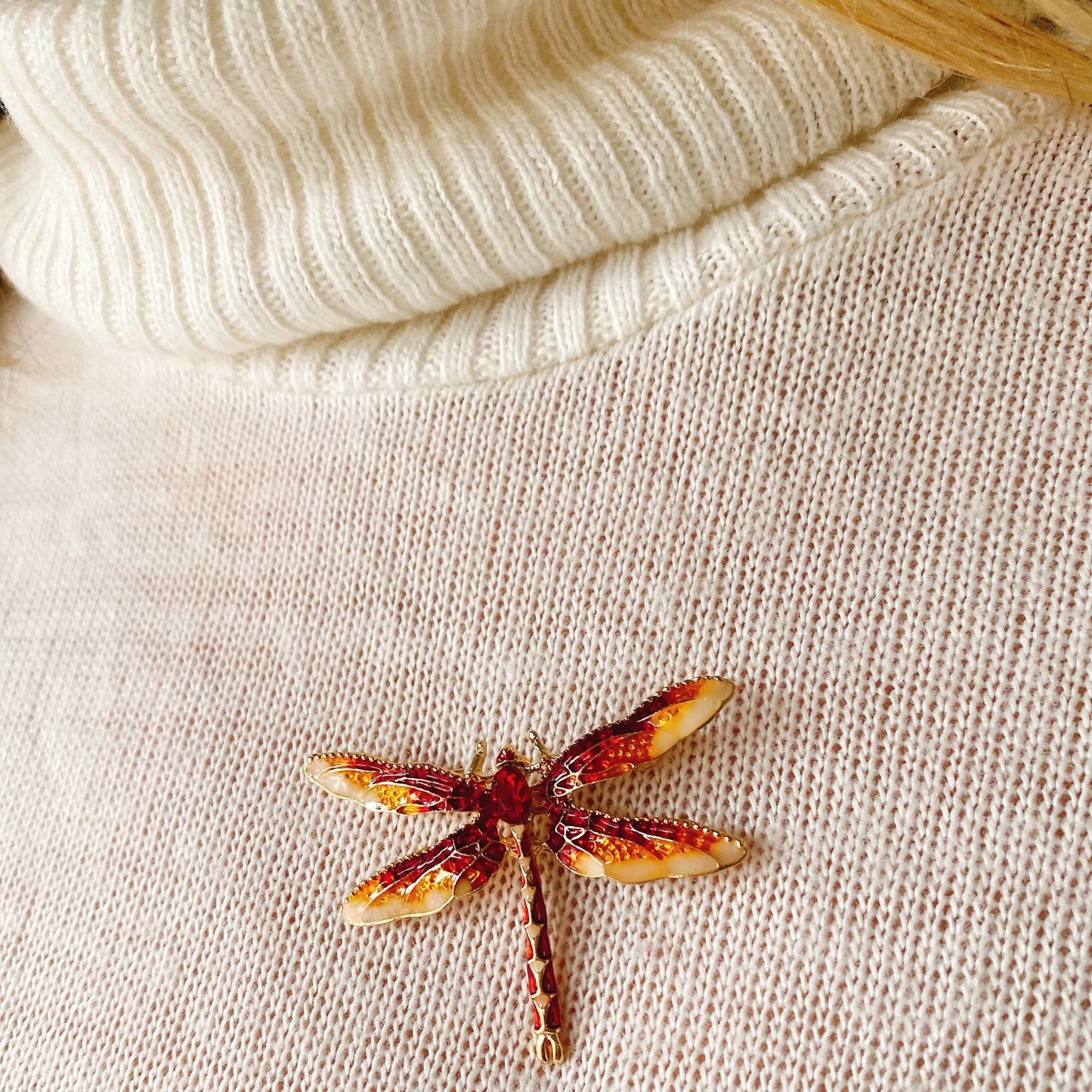 Red Beret with Dragonfly Brooch Red Hat Vintage Inspired