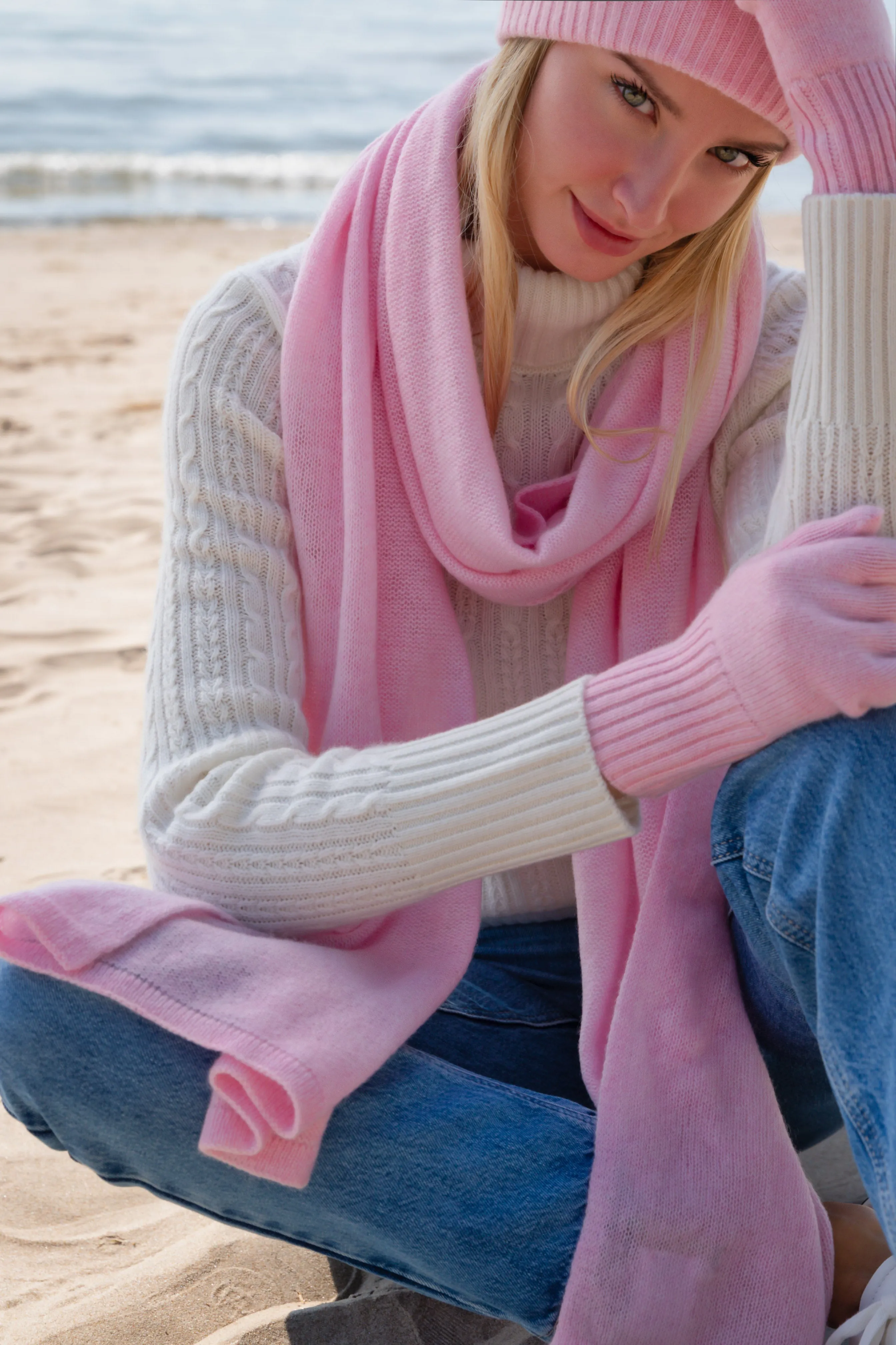 Sustainable Cashmere Lofty Scarf - Light Pink