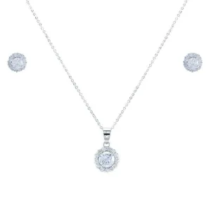 Theia Round Halo Pendant Set