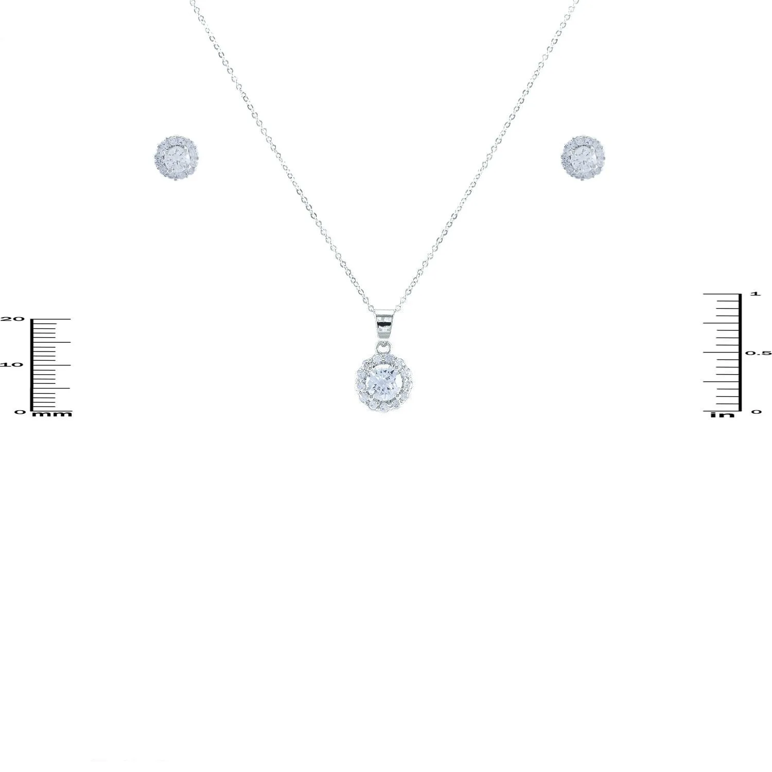 Theia Round Halo Pendant Set