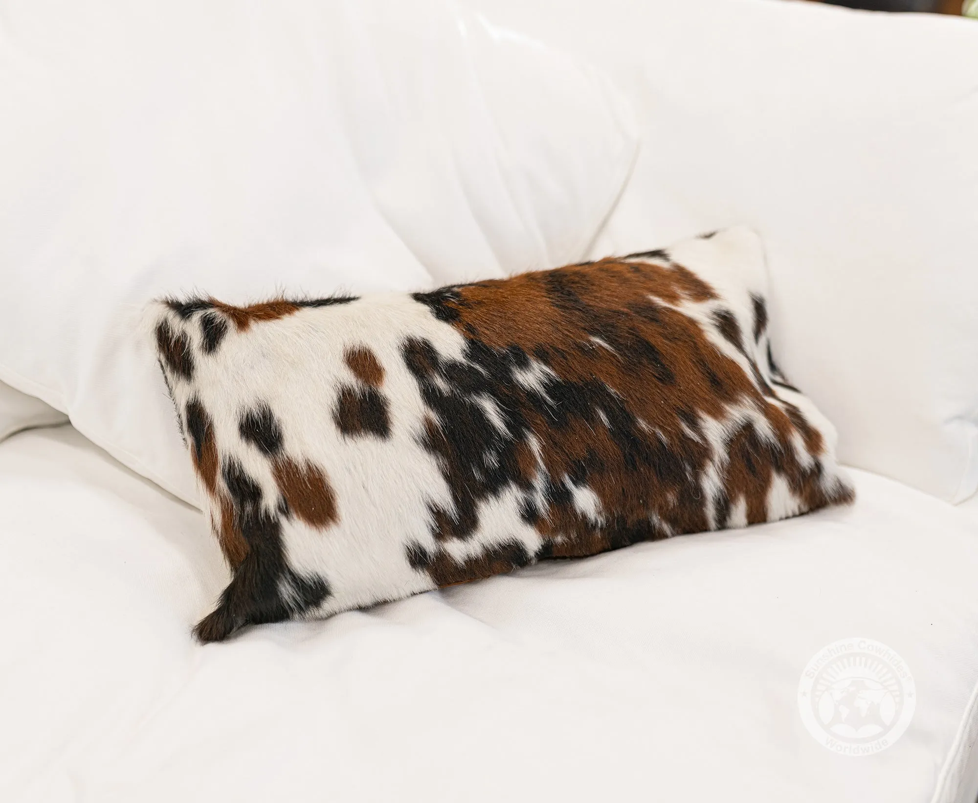 Tricolor Cowhide Pillow Cover, 12" x 22"