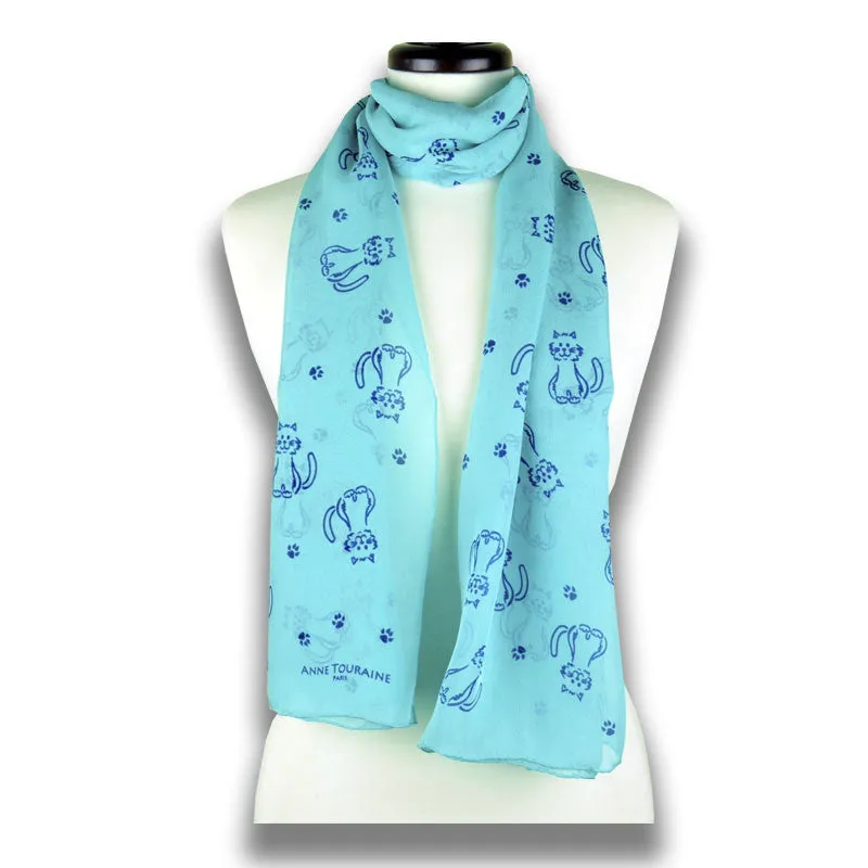 TURQUOISE CAT PATTERN SCARF - 67x26"